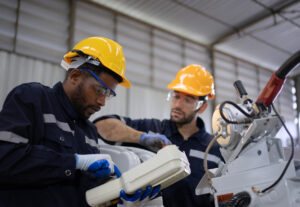 workers in a machine company; time to switch uniform rental providers